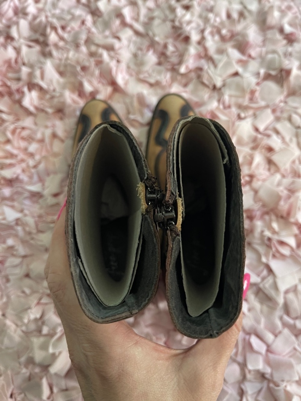 Free People Two-Tone Tan and Dark Brown Suede Western Ankle Boots - Picture 2 of 3
